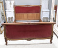 solid oak Louis XV pink scroll end custom kingsize bed